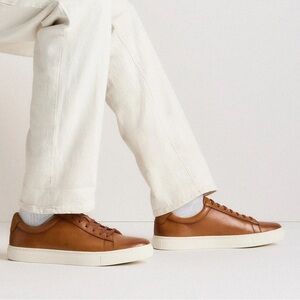 Quince Brown Calfskin Leather Sneakers Minimalist Lace Up Mens 9.5 NWB